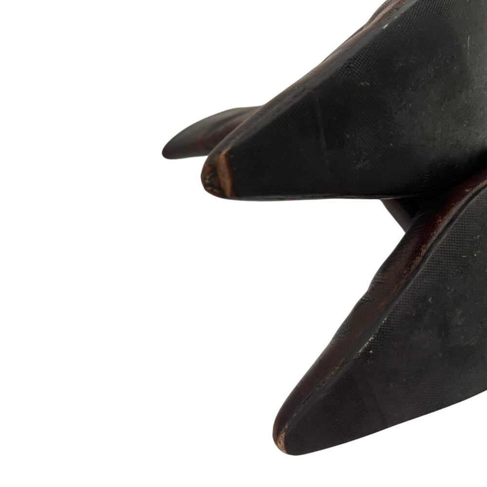 Gucci Vintage Brown Leather Pointed Toe Bootie Heels Size 10.5 - Picture 5 of 12